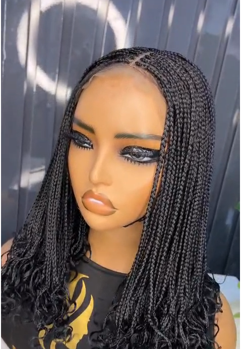Straight Curly Tip Wig(Black)